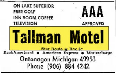 Hokans Motel (Scotts Superior Inn & Cabins, Hokans, Tallmans Motel) - June 1975 Ad